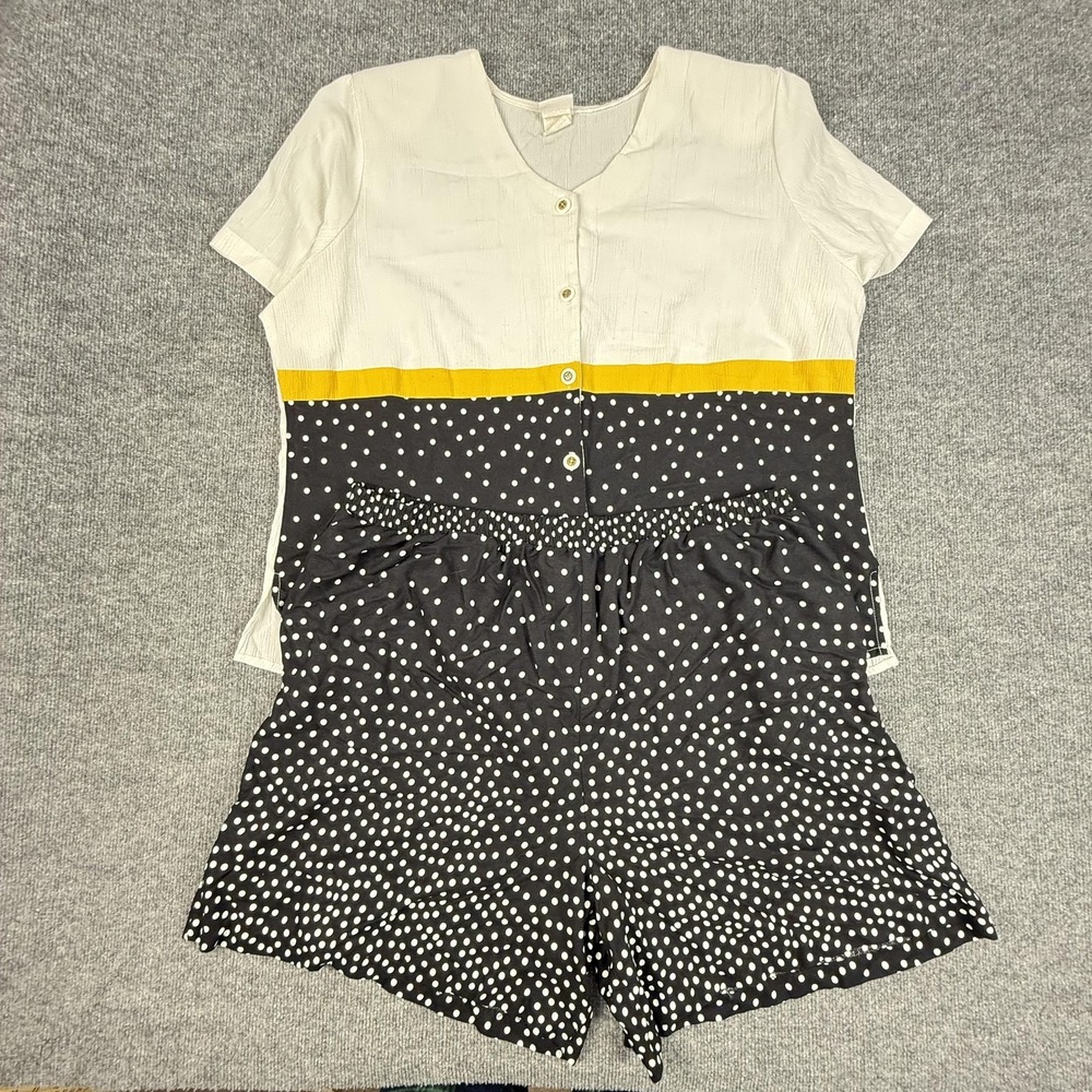 Bobbie Brooks Plus Shirt Shorts Set Womens 3X Black White Polka Dot Rayon 410971